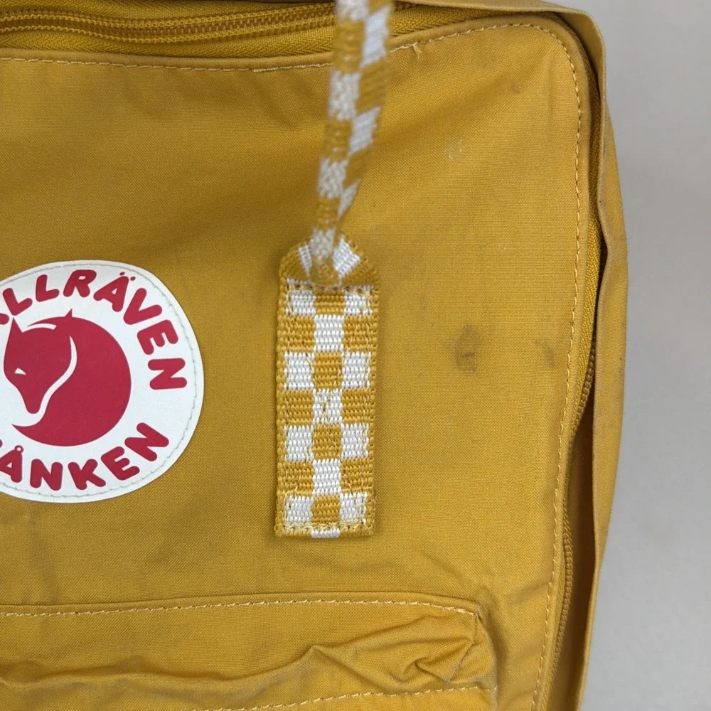 Fjallraven Kanken Checkered Backpack Ochre chess pattern Yellow